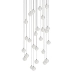 Crystal Globe Cluster Chandelier, Chrome, 1 to 50 Lights