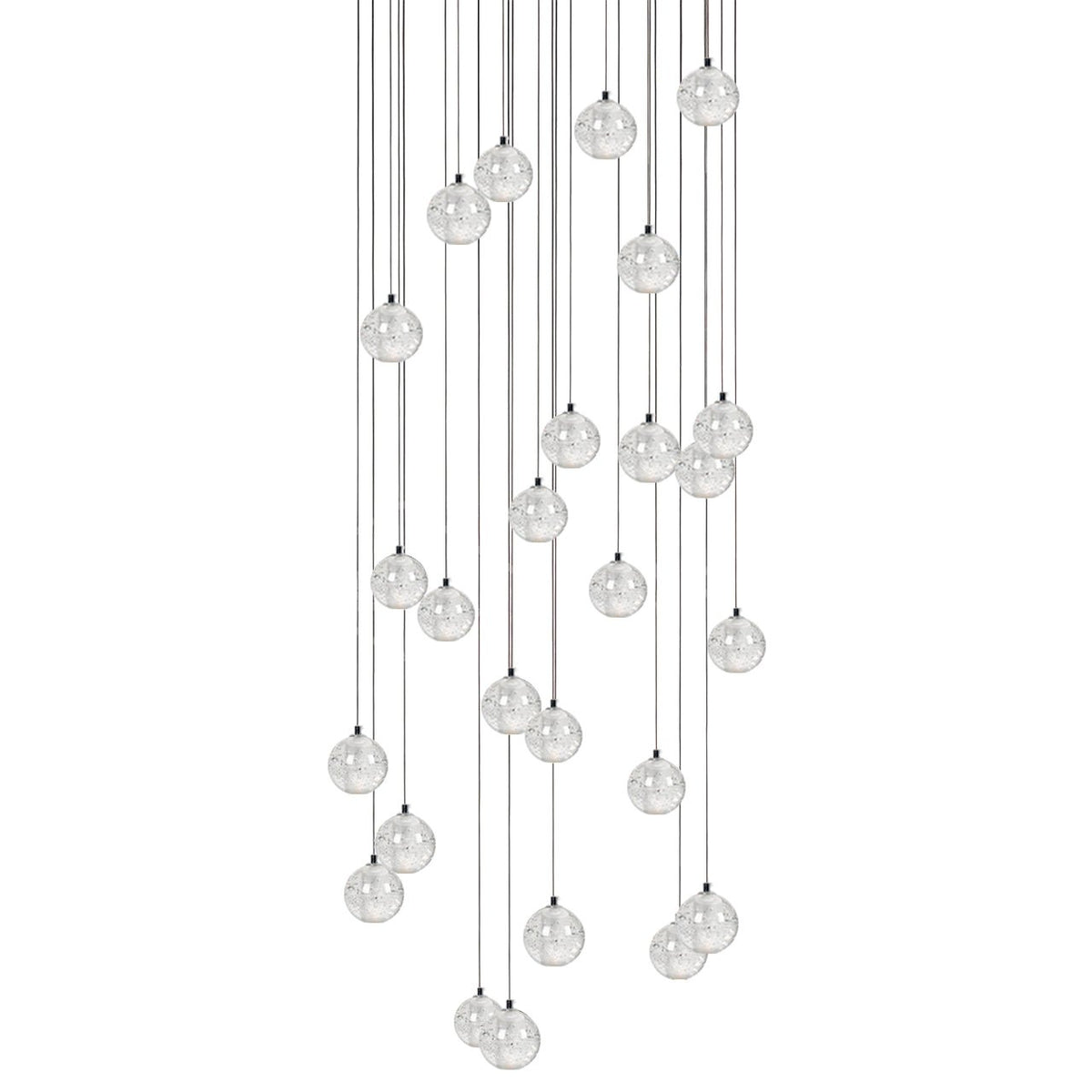 Crystal Globe Cluster Chandelier, Chrome, 1 to 50 Lights
