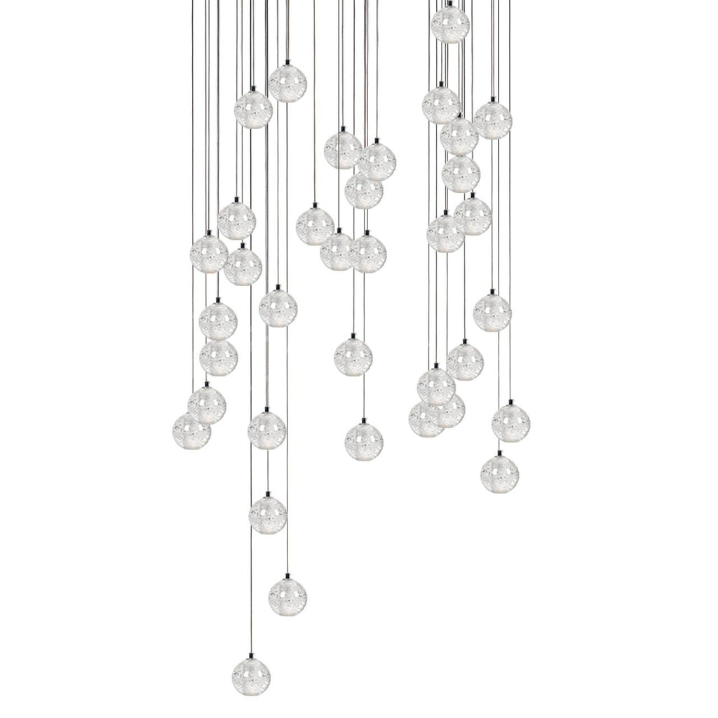Crystal Globe Cluster Chandelier, Chrome, 1 to 50 Lights