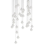 Crystal Globe Cluster Chandelier, Chrome, 1 to 50 Lights