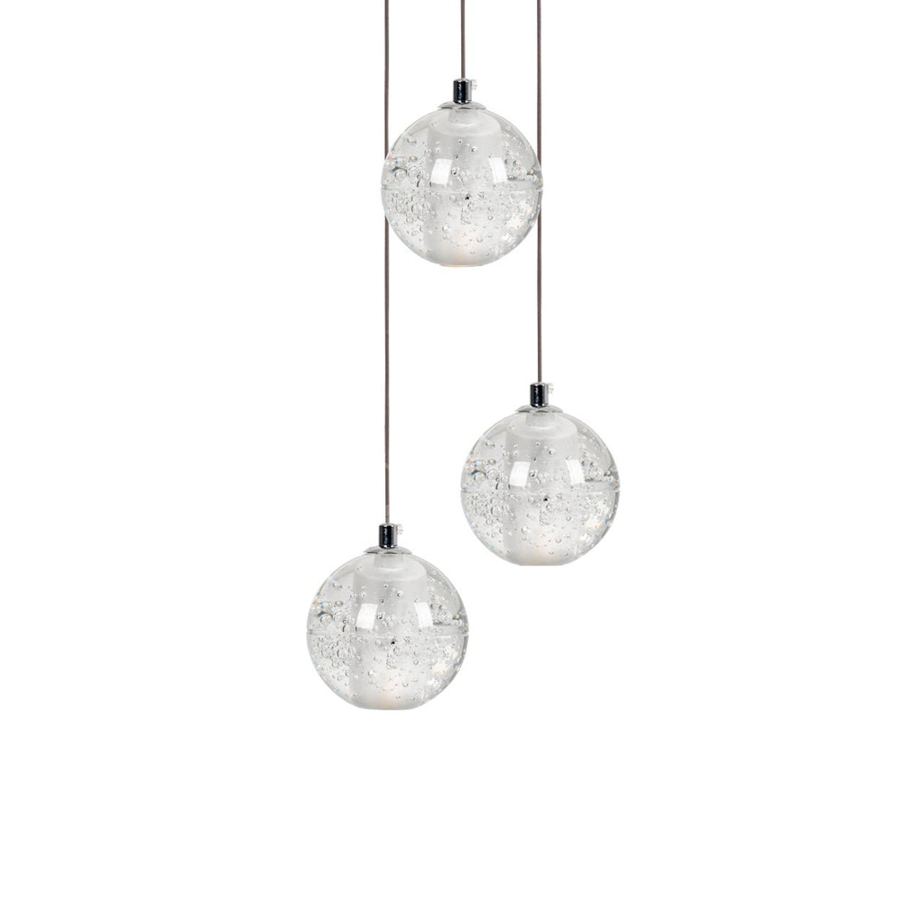 Crystal Globe Cluster Chandelier, Chrome, 1 to 50 Lights
