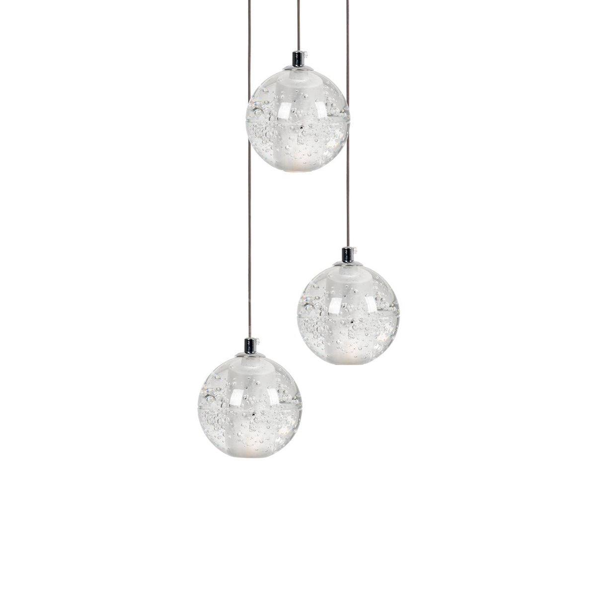 Crystal Globe Cluster Chandelier, Chrome, 1 to 50 Lights