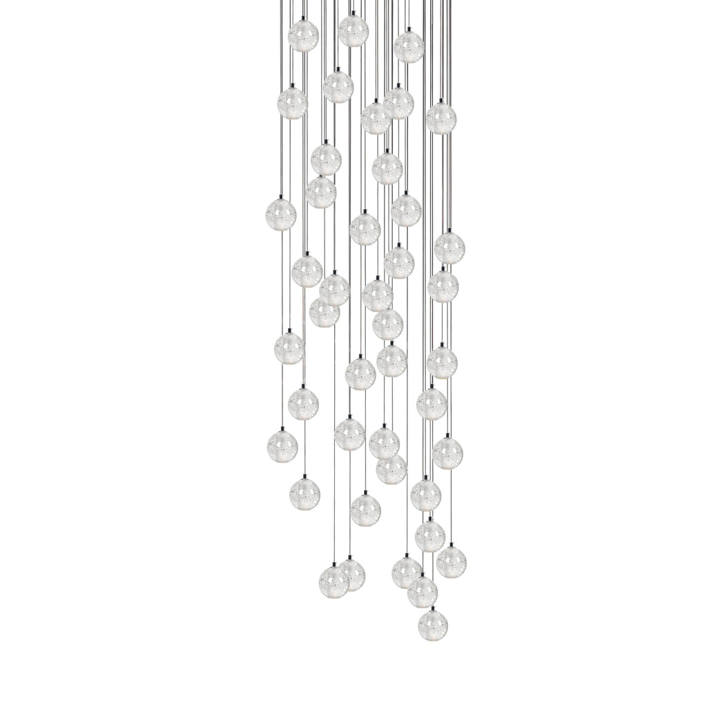 Crystal Globe Cluster Chandelier, Chrome, 1 to 50 Lights