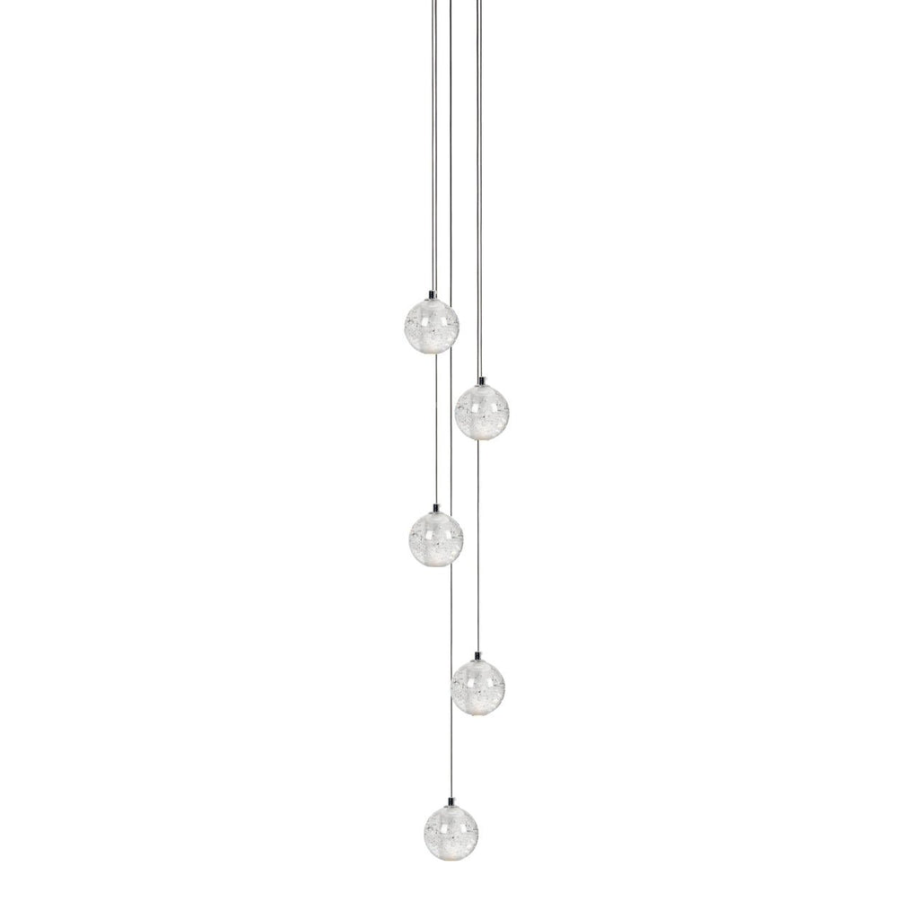 Crystal Globe Cluster Chandelier, Chrome, 1 to 50 Lights