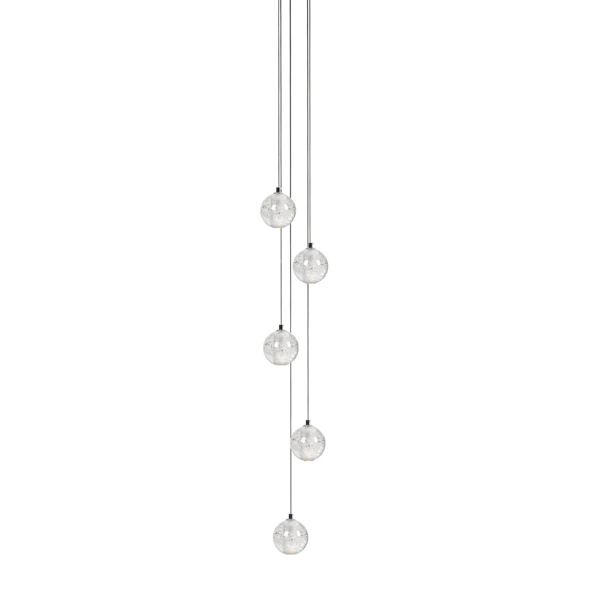 Crystal Globe Cluster Chandelier, Chrome, 1 to 50 Lights