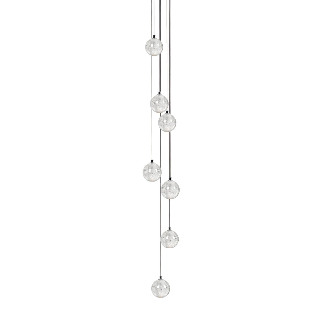 Crystal Globe Cluster Chandelier, Chrome, 1 to 50 Lights
