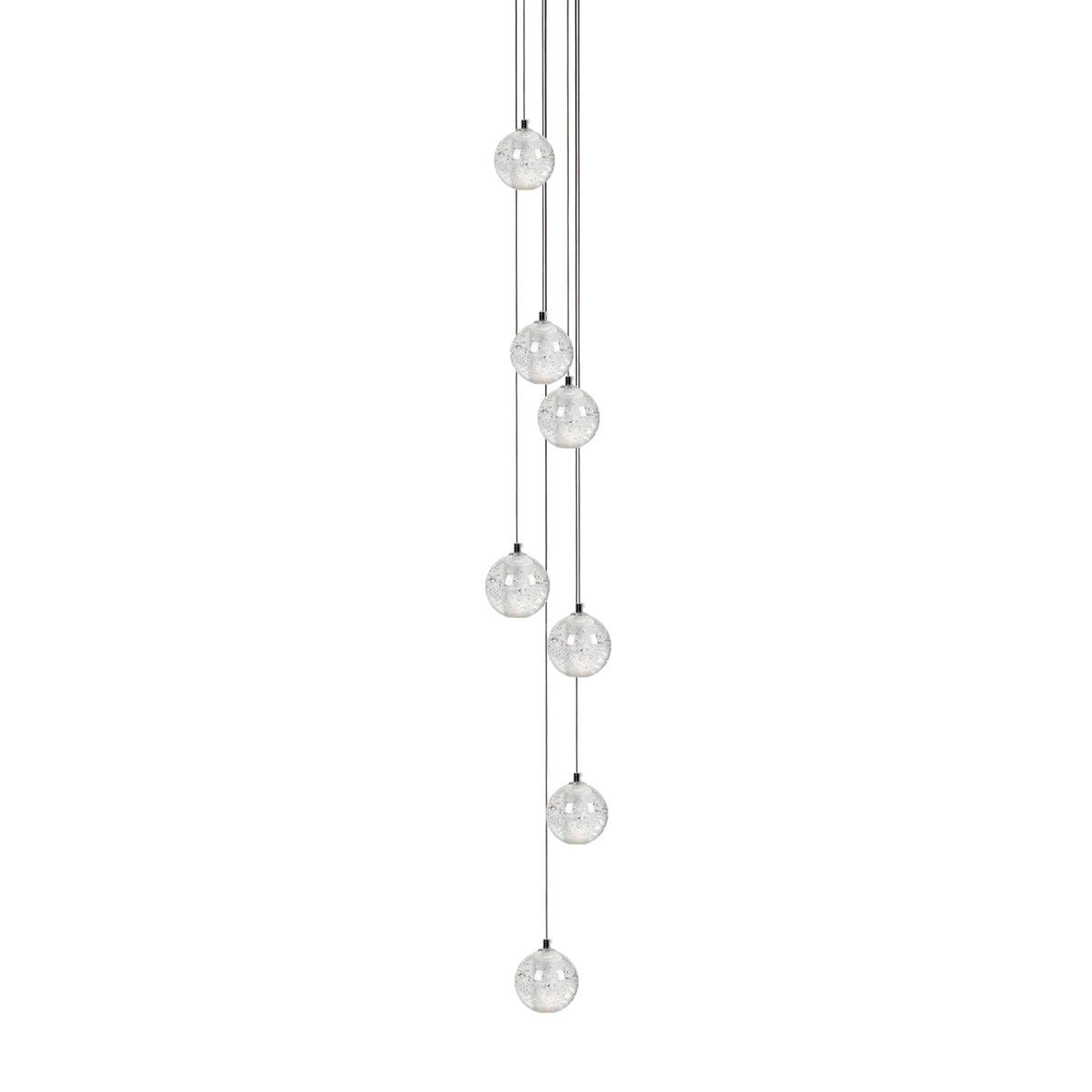 Crystal Globe Cluster Chandelier, Chrome, 1 to 50 Lights