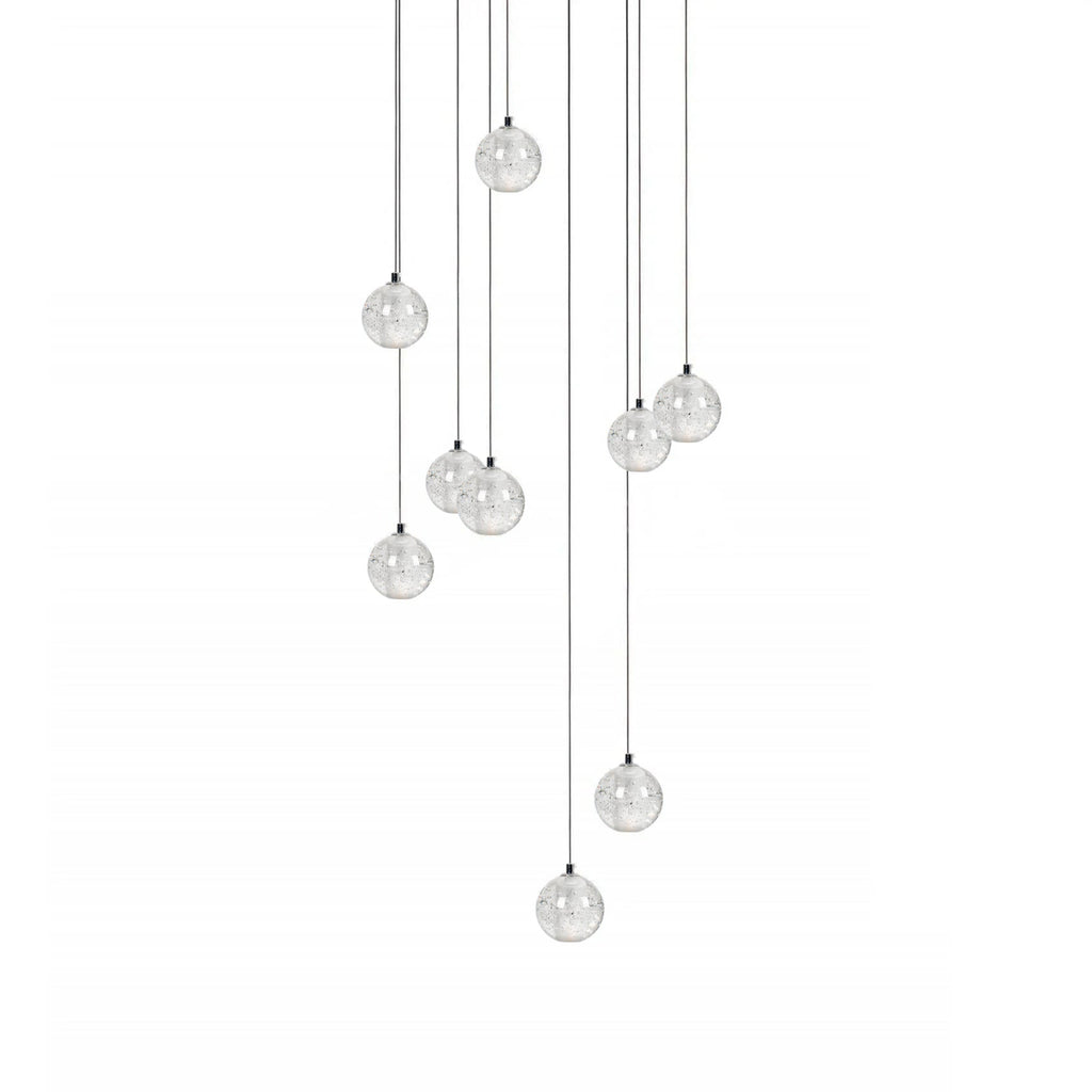 Crystal Globe Cluster Chandelier, Chrome, 1 to 50 Lights
