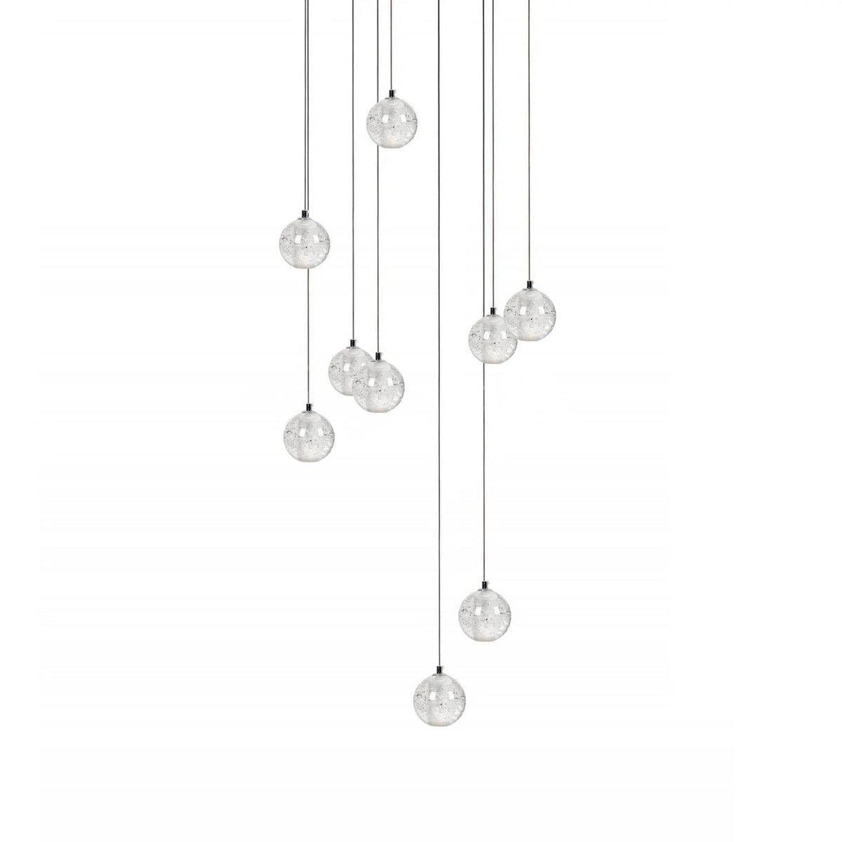 Crystal Globe Cluster Chandelier, Chrome, 1 to 50 Lights