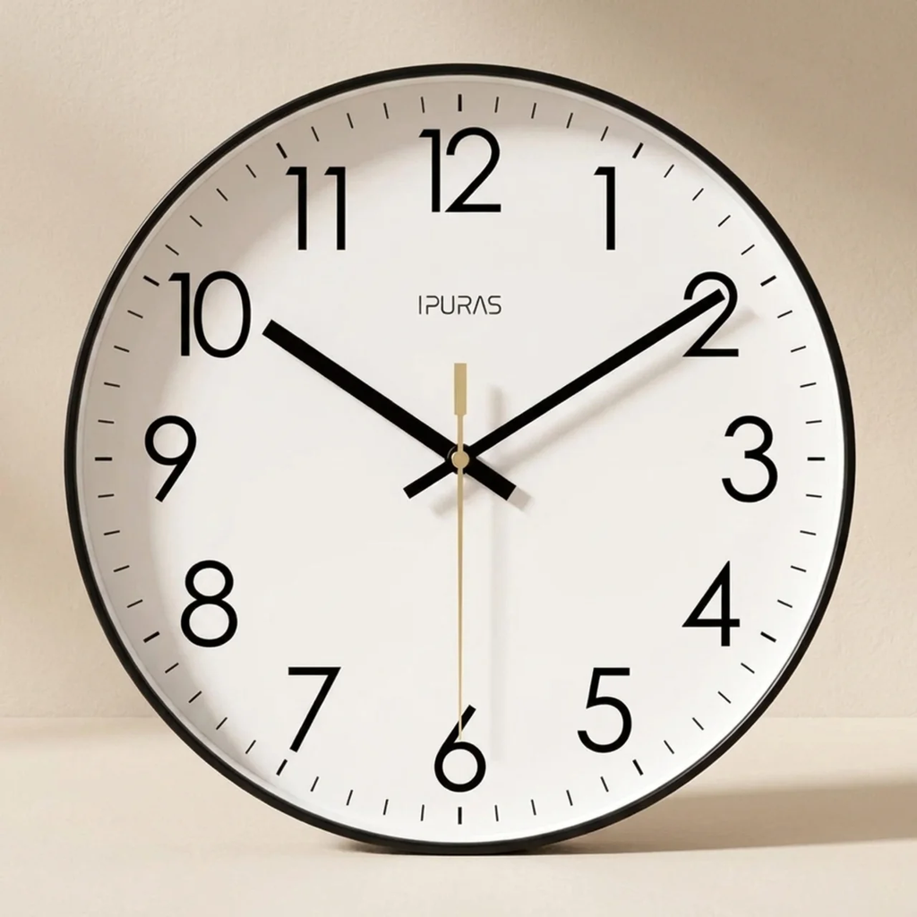 Scandinavian Silent Wall Clock in Glass and ABS, 3 Sizes