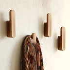 Natural Wood Wall Hooks, Set of 4 with Fixings Included
