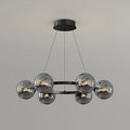 Modern Ring Chandelier with Glass Shades, 6 or 8 Lights