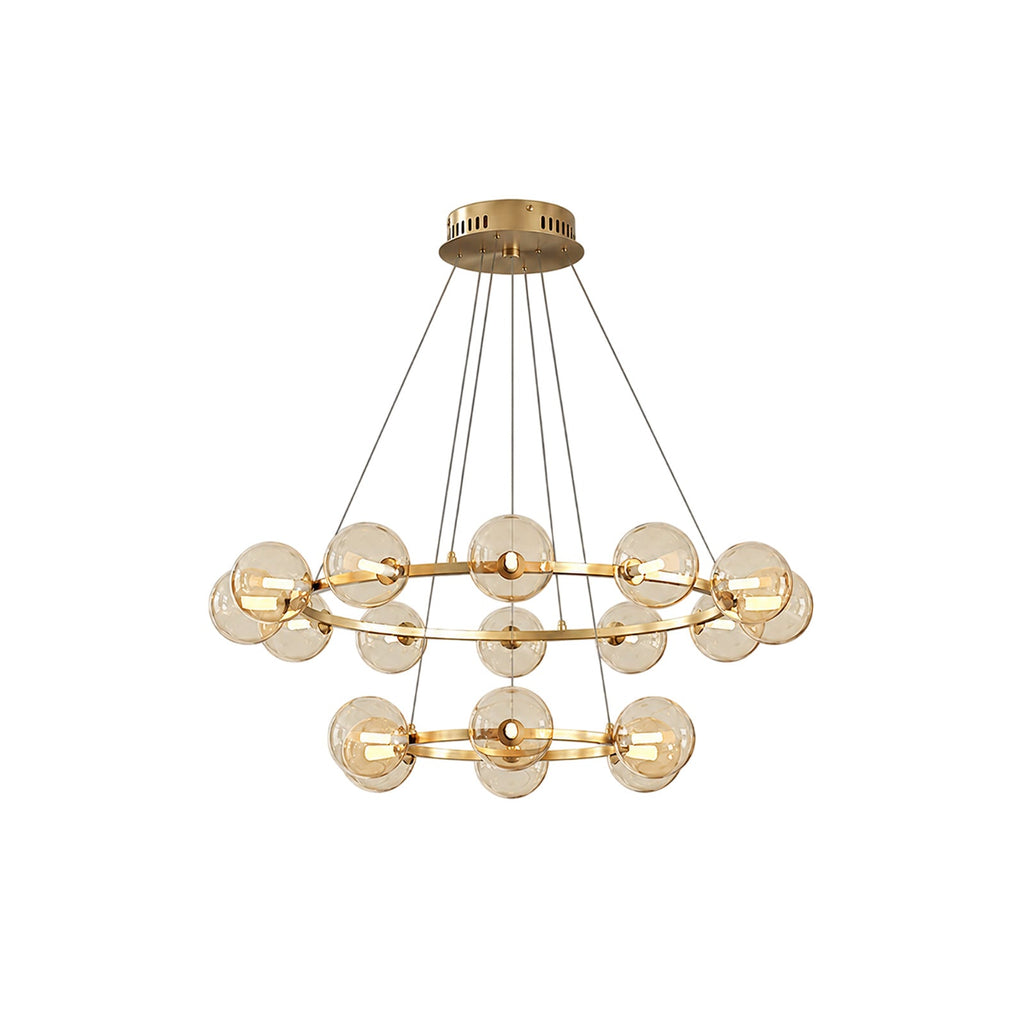 Modern Ring Chandelier with Glass Shades, 6 or 8 Lights