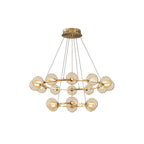 Modern Ring Chandelier with Glass Shades, 6 or 8 Lights