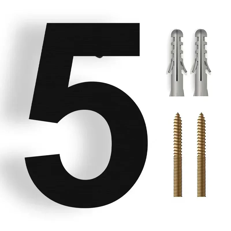 Floating 3D House Number in Stainless Steel, 20 cm