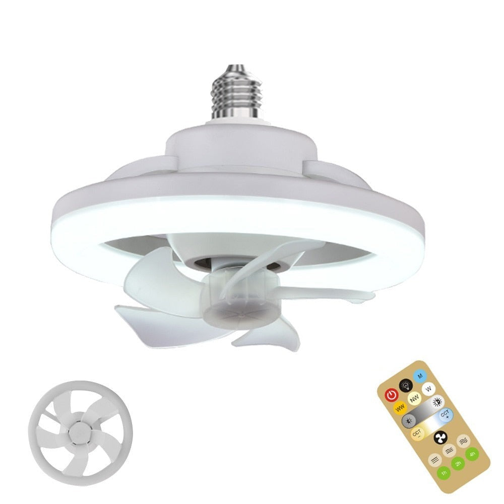 Adjustable Ceiling Fan with Light, 360 Degree Head, E27