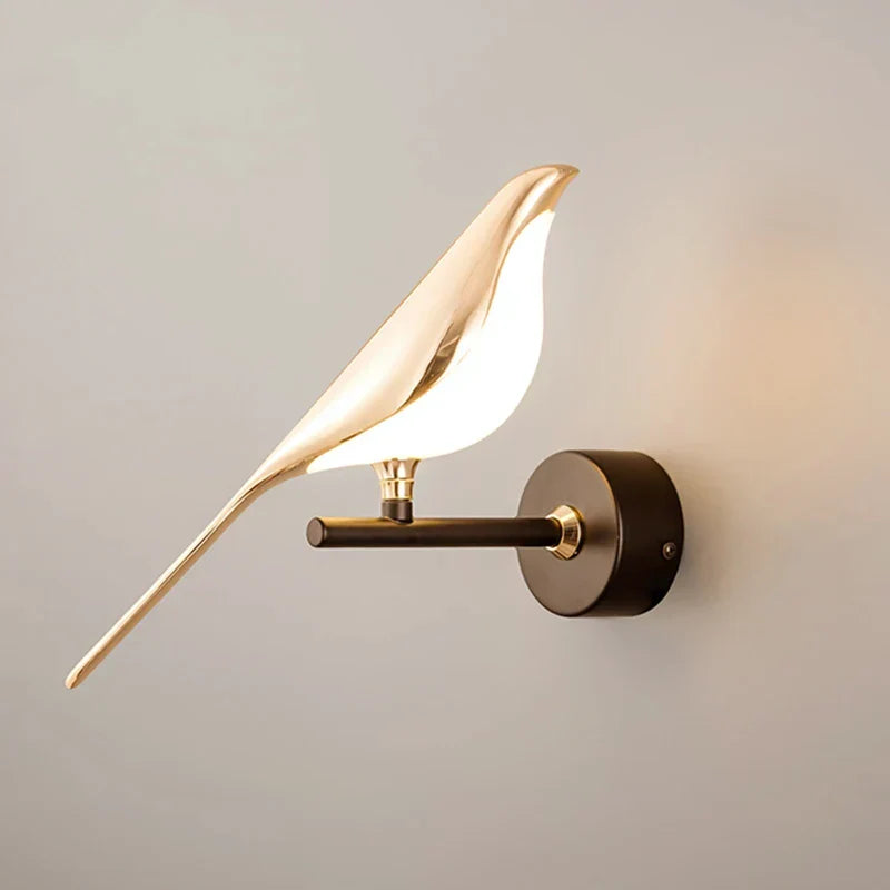 Bird Shaped LED Wall Light in Gold with Rotating Magnetic Head