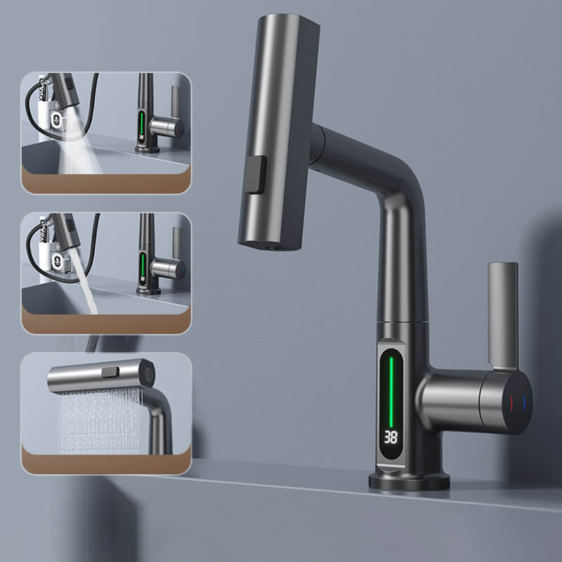 Kitchen Tap with LED Temperature Display and Five Spray Modes