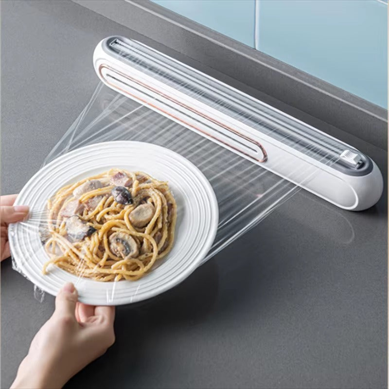 Magnetic Cling Film Dispenser with Built-In Cutter, BPA-Free