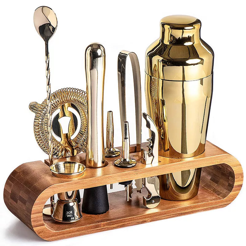 10 Piece Stainless Steel Cocktail Set with Stand