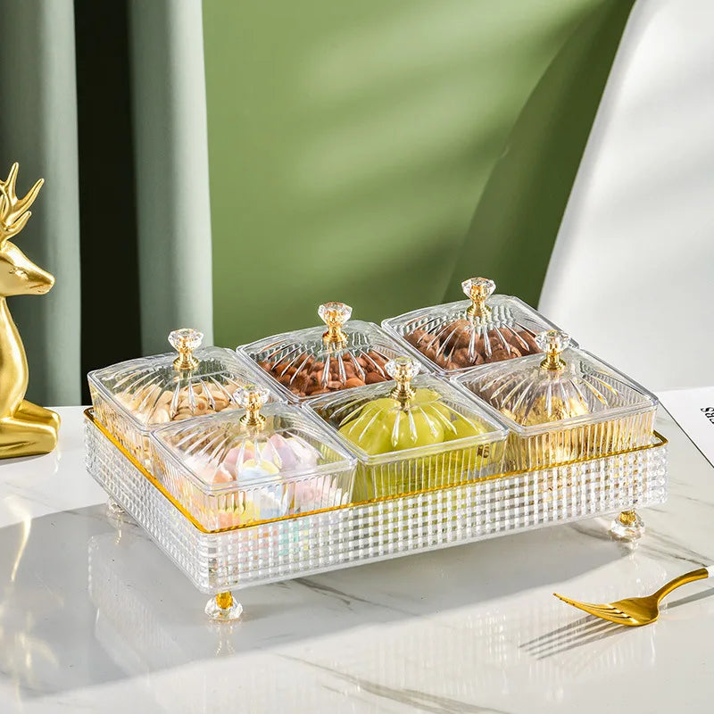 Six-Compartment Serving Tray for Snacks, Green or White