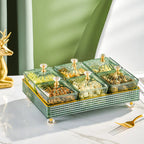 Six-Compartment Serving Tray for Snacks, Green or White