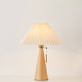 Japanese Minimalist Wood Table Lamp with Pleated Shade, 48cm