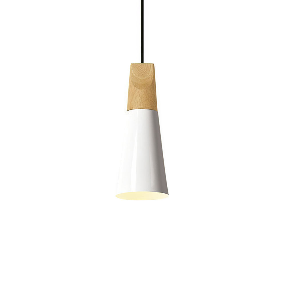 Wood and Aluminium Pendant Light, E27, Seven Colours