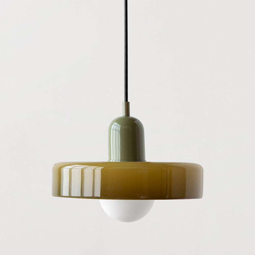 Bauhaus Style Coloured Glass Pendant Light, E27, Ø25-35cm