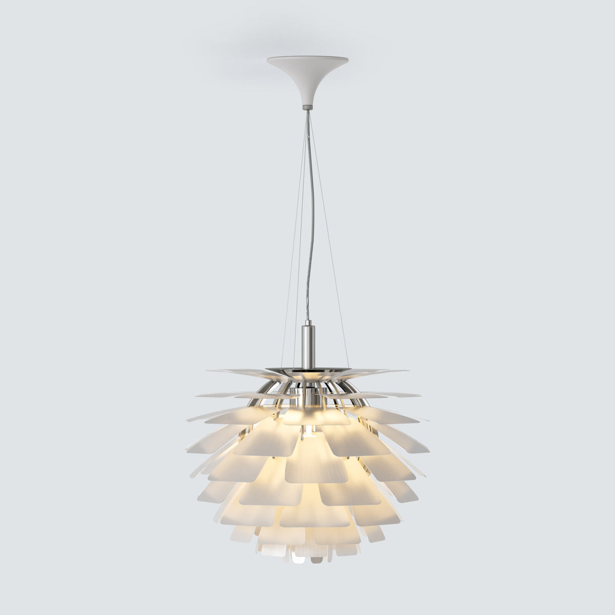 Pinecone Chandelier in Plated Brass, Copper, Silver, White or Black