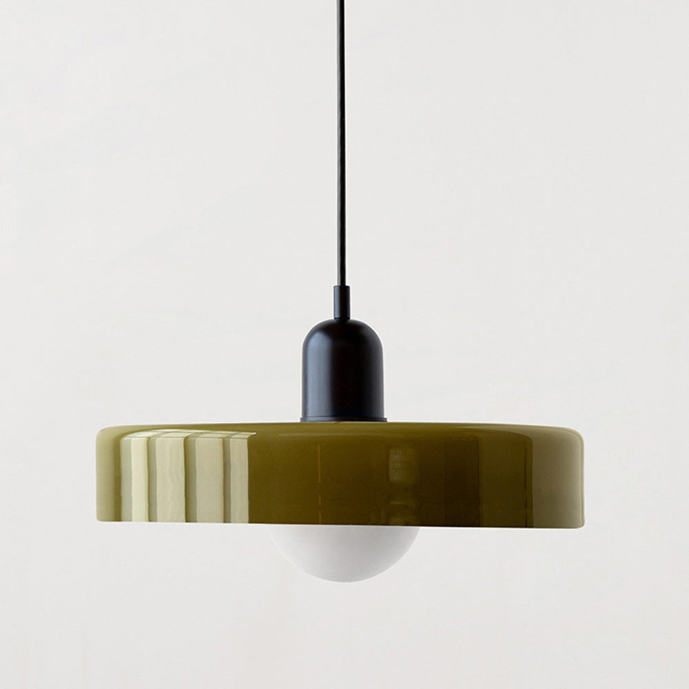 Bauhaus Style Coloured Glass Pendant Light, E27, Ø25-35cm