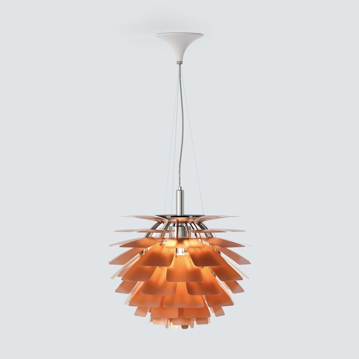 Pinecone Chandelier in Plated Brass, Copper, Silver, White or Black