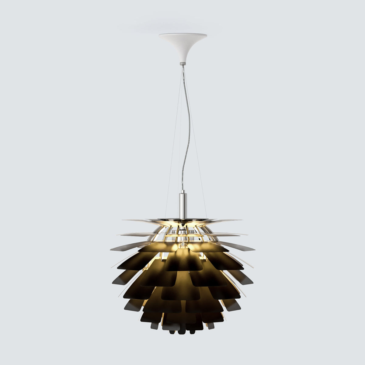 Pinecone Chandelier in Plated Brass, Copper, Silver, White or Black