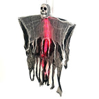 Light-Up Hanging Ghost with Skull and Gauze, Three Light Colours