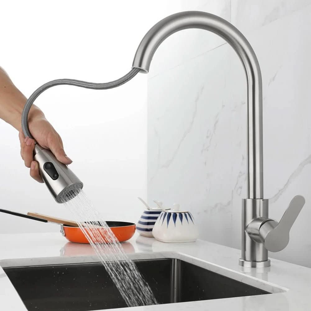 Pull-Out Kitchen Tap with Spray Head, 360 Degree Swivel