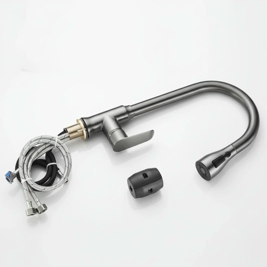 Pull-Out Kitchen Tap with Spray Head, 360 Degree Swivel
