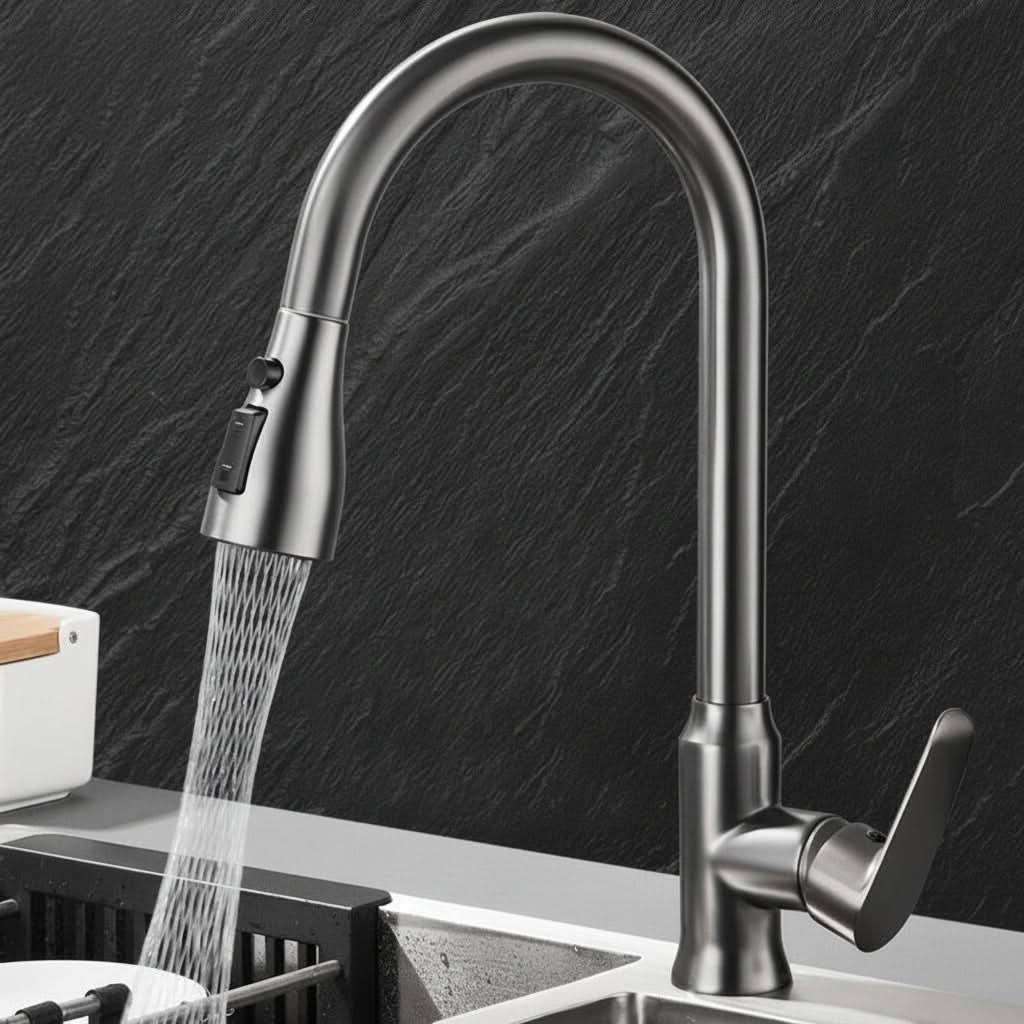 Pull-Out Kitchen Tap with Spray Head, 360 Degree Swivel