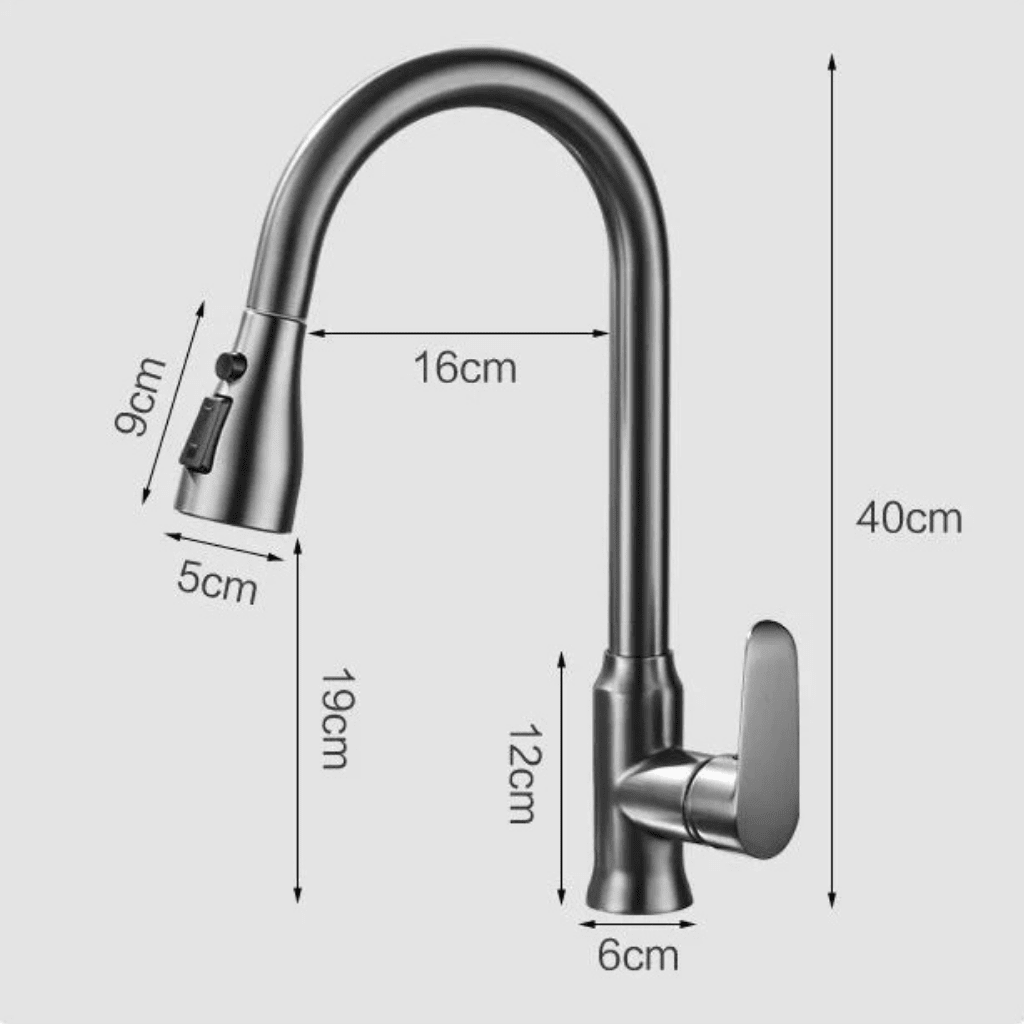 Pull-Out Kitchen Tap with Spray Head, 360 Degree Swivel