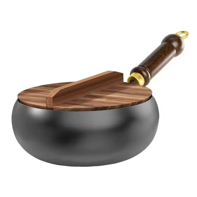 Cast Iron Wok with Lid, 24 and 26 cm, Oven and Induction Safe