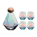 5-Piece Diamond-Cut Glass Carafe Set with Beech Stopper