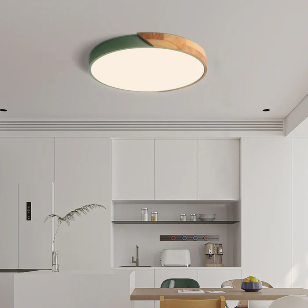 Scandinavian Wood-Effect LED Ceiling Light, 23 or 30cm, Round