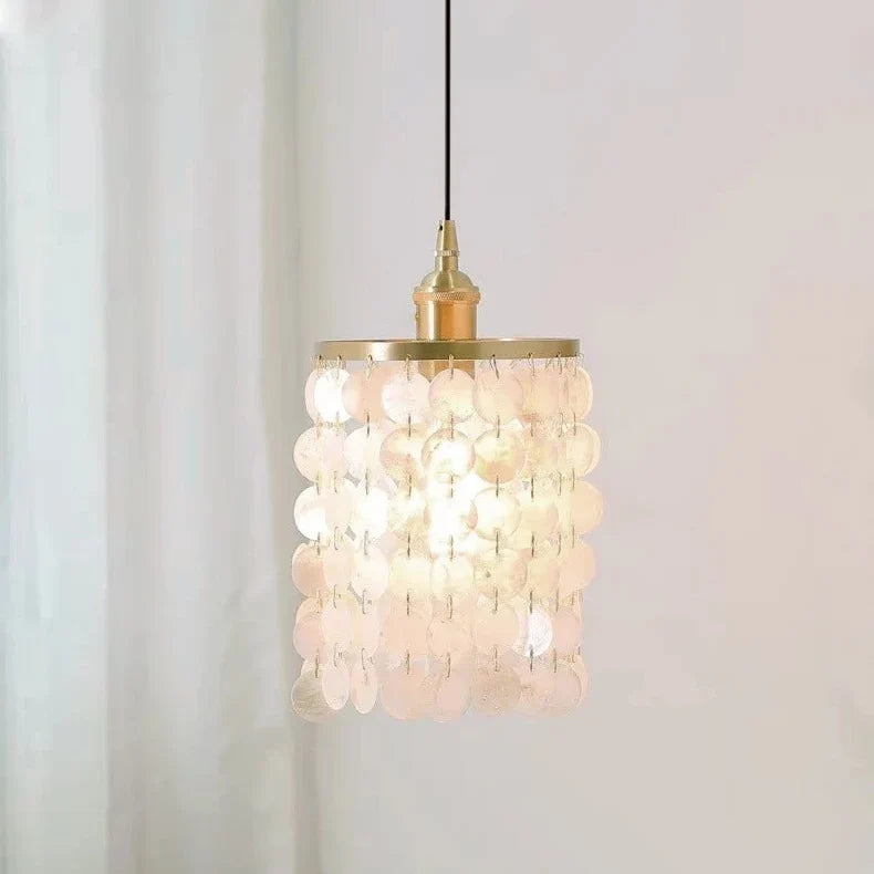Round Shell Disc Chandelier with LED, Gold or Silver