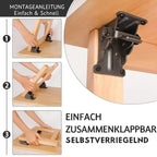 Folding Shelf Brackets, Set of 2, 225kg, 90 Degree Auto-Lock