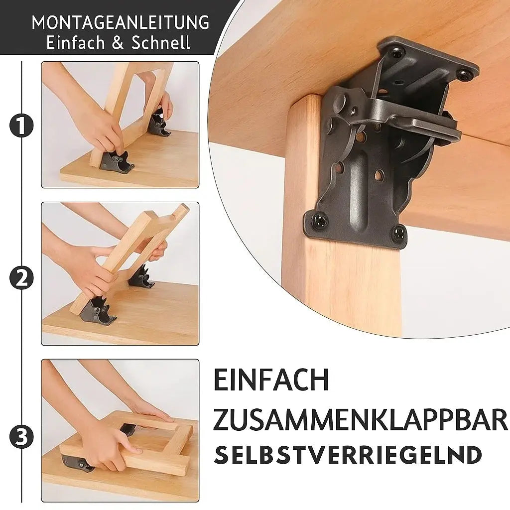Folding Shelf Brackets, Set of 2, 225kg, 90 Degree Auto-Lock