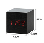 LED Cube Alarm Clock with Wood-Effect Finish, 6 cm