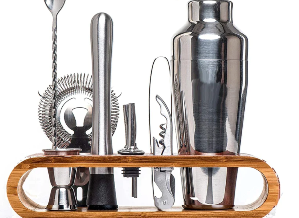 10 Piece Stainless Steel Cocktail Set with Stand