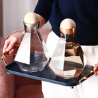 5-Piece Diamond-Cut Glass Carafe Set with Beech Stopper