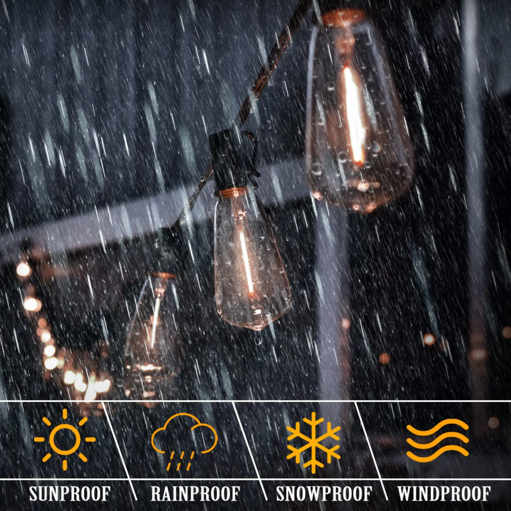 Outdoor Festoon Lights, 10 m with 15 Shatterproof Bulbs, IP44