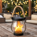 Solar Flame Effect Lantern with 22 LEDs, 25.5 cm, Hemp Rope