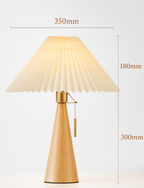 Japanese Minimalist Wood Table Lamp with Pleated Shade, 48cm